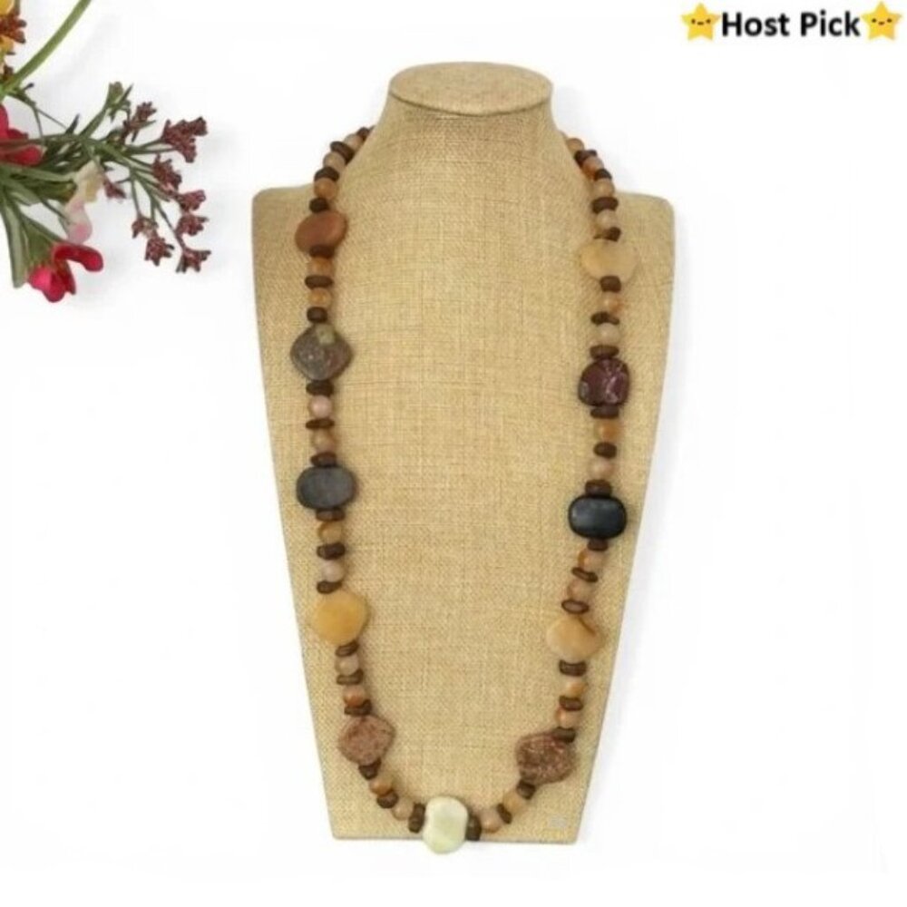Artisan Semi‑Precious Stone Necklace - Ferruginous Quartz - Silver‑Tone - 31"L